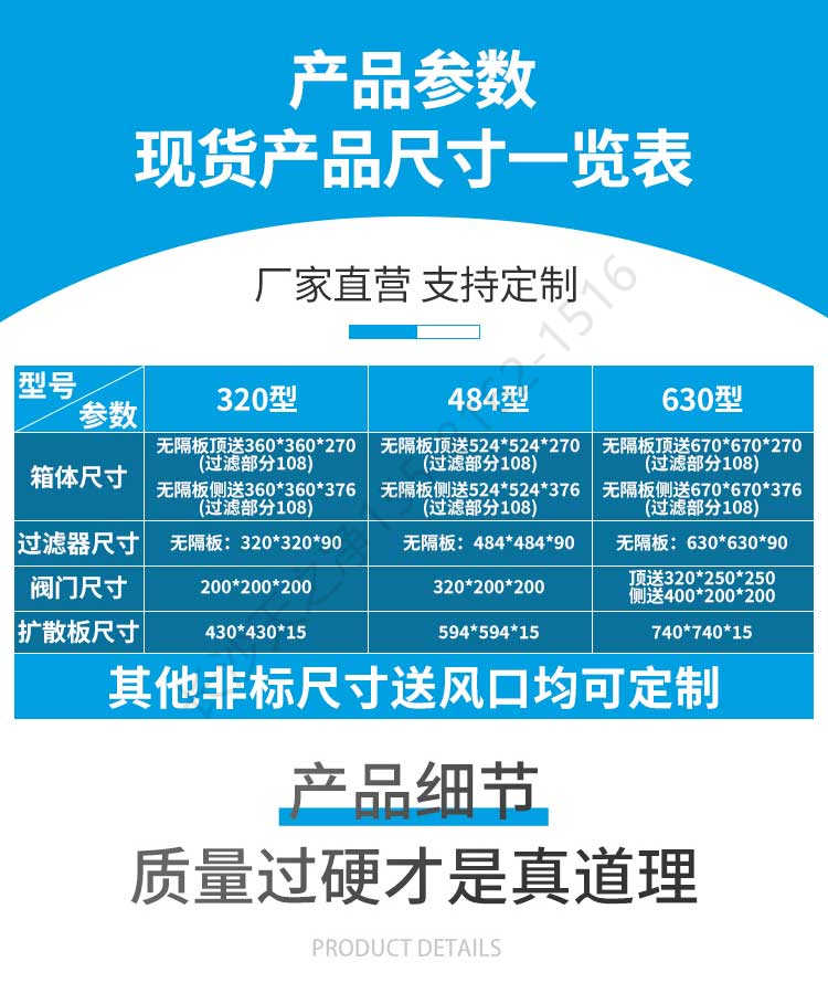 長沙天之凈高效送風口-尺寸參數(shù)表